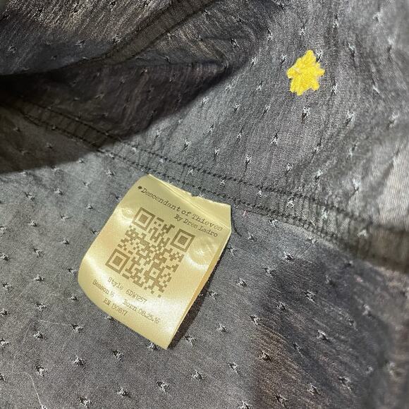 Descendant Of Thieves Dres Ladro Men’s Button Up Shirt Blue Geometric Medium 247 - Picture 7 of 8